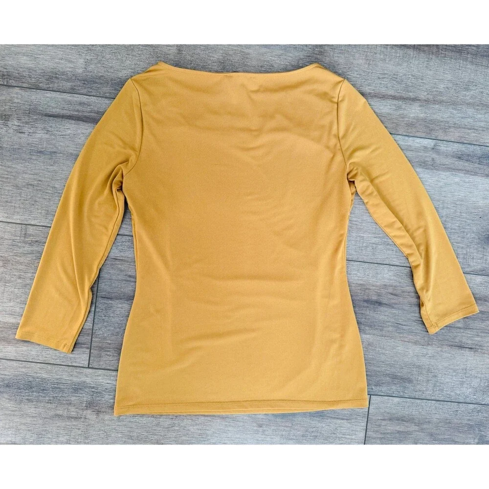 Carmen Marc Valvo mustard gold cutout top size xs - Picture 5 of 6